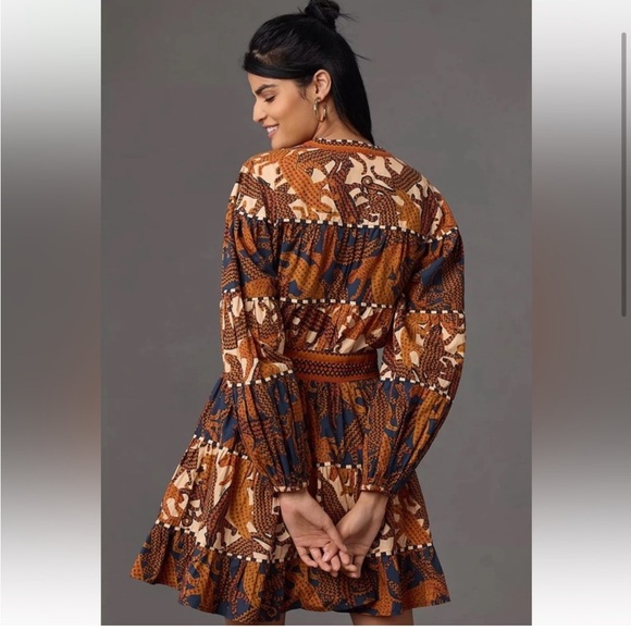 NWT FARM Rio Women's Mini Dress - Brown and Blue - Picture 2 of 8